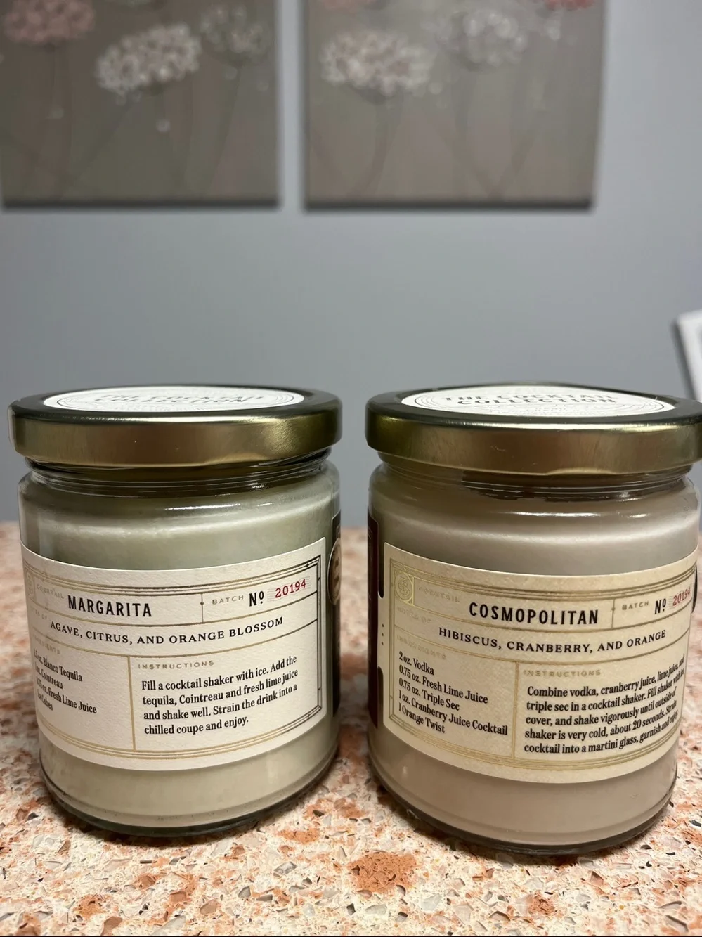 Margarita & Cosmopolitan Cocktail Scented  Soy Candle Jars - Set of 2